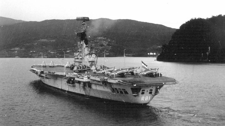 Dutch aircraft carrier Karel Doorman deployed to New Guinea in 1960.